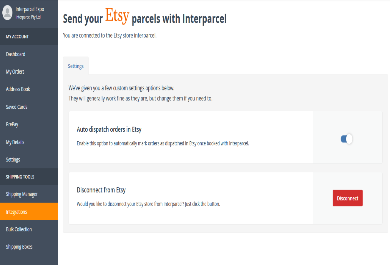 Custom Etsy Settings