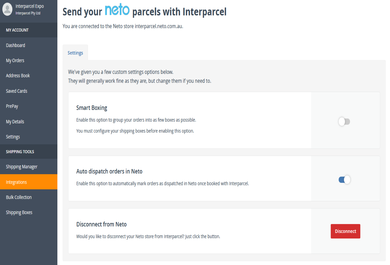Custom Neto Settings