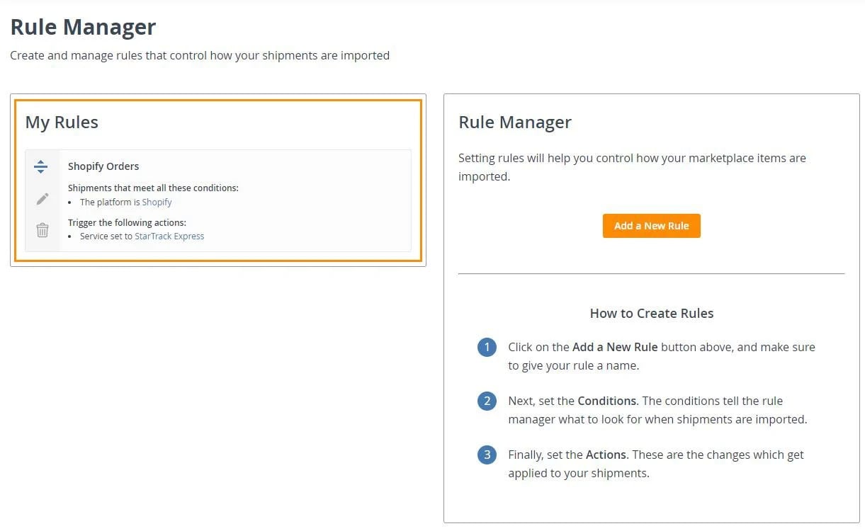 Rule Manager software with precreated rule for shopify products.