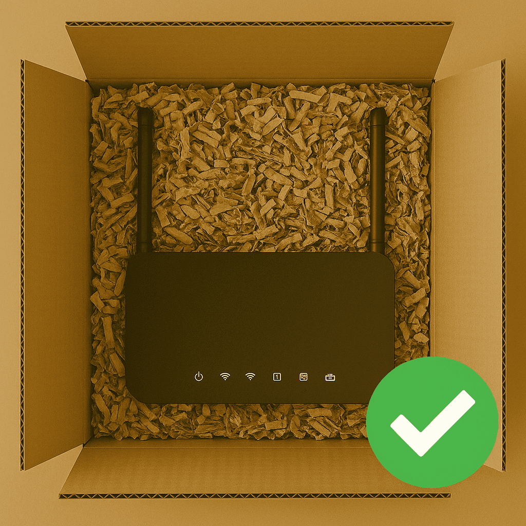 Shredded cardboard used as wrapping