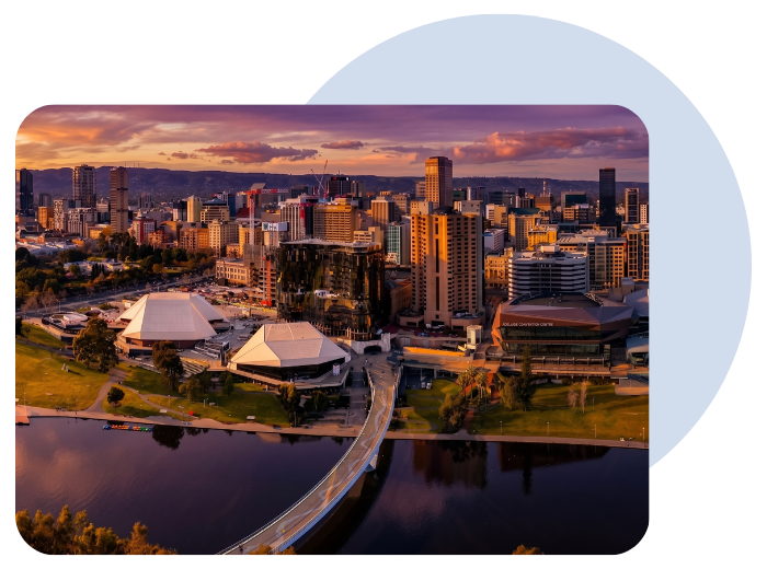 Adelaide city skyline showing our parcel delivery locations