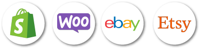 Shopify, WooCommerce, Ebay and Etsy icons