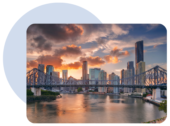 Brisbane city skyline showing our same day delivery routes