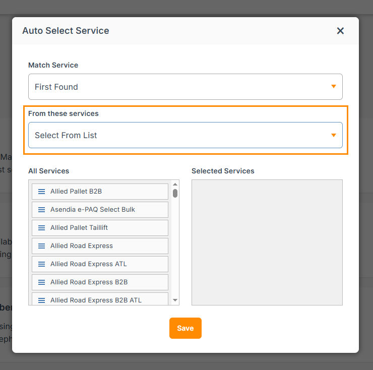 Select the services option