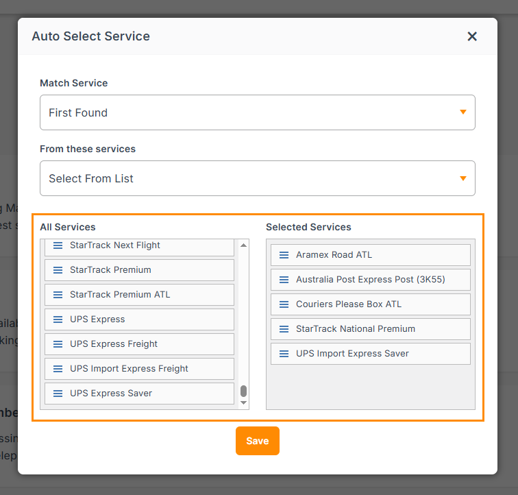 Select the services option