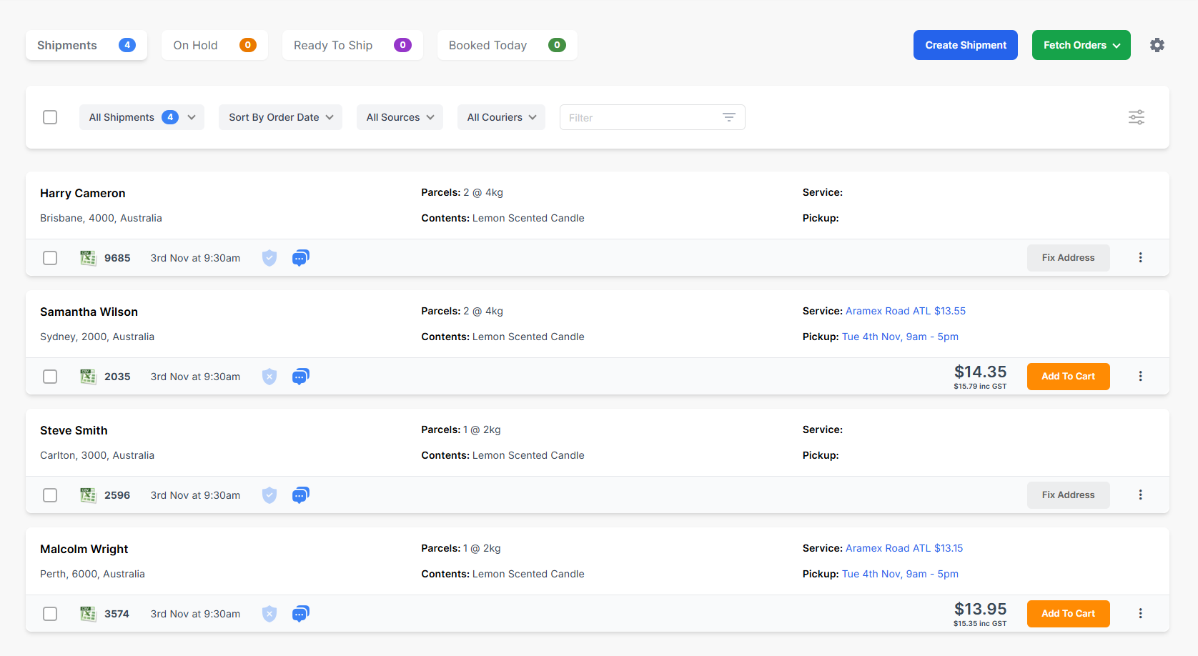 Import from CSV page