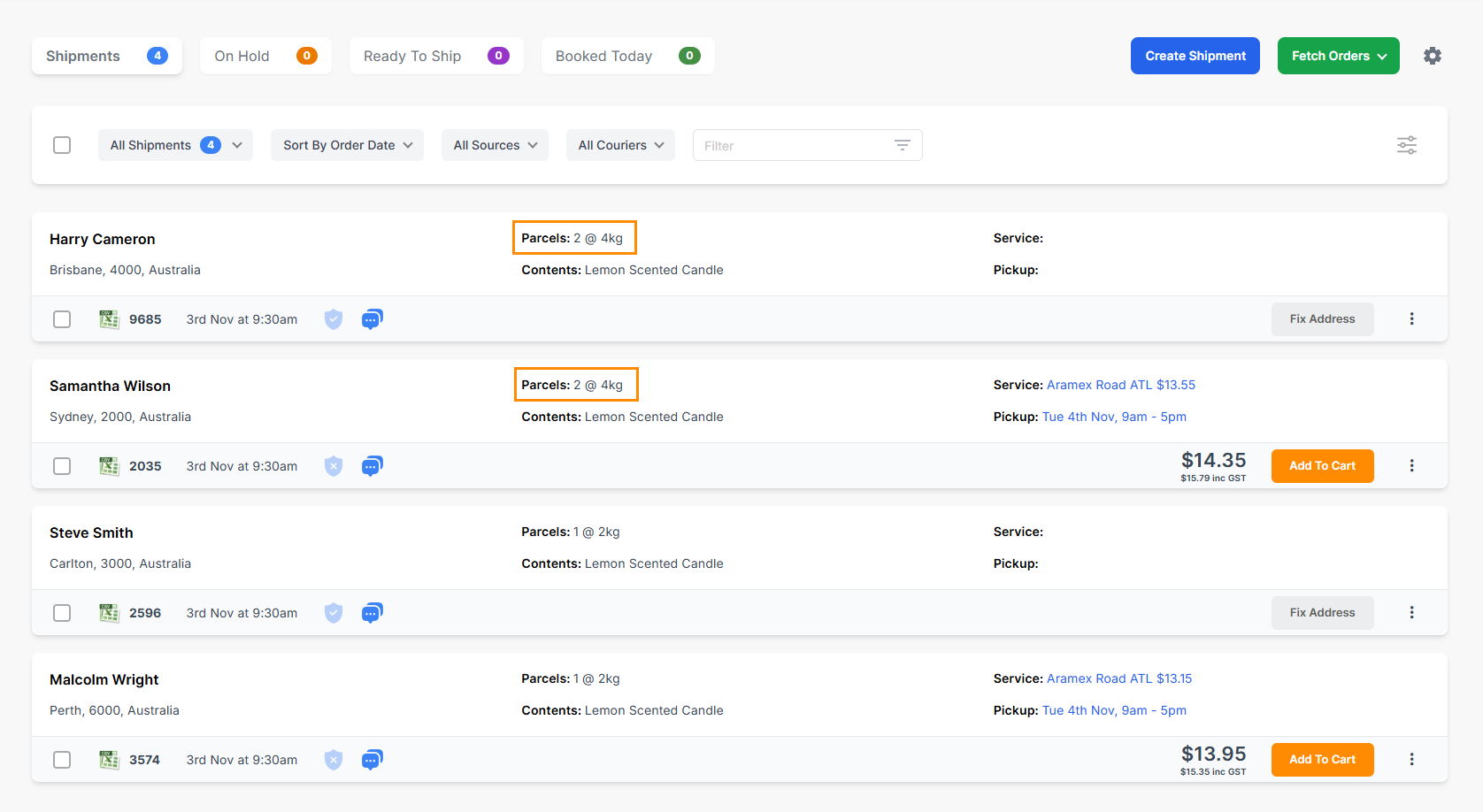 Import from CSV page