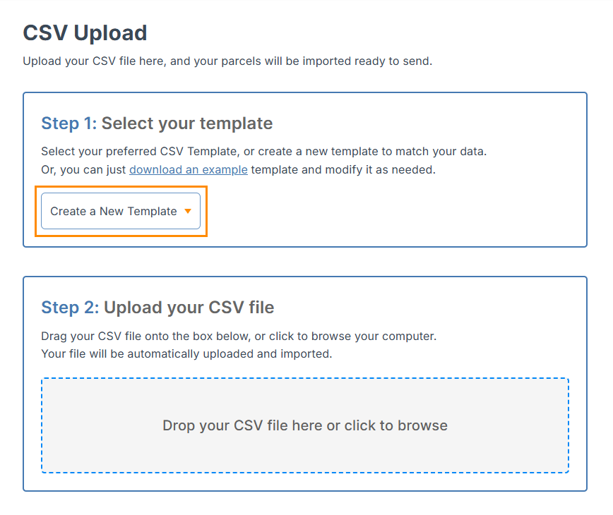 Import from CSV page