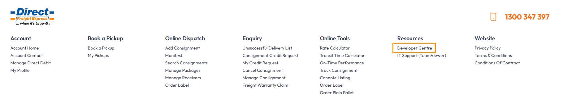 Developer Centre page from Australia Post