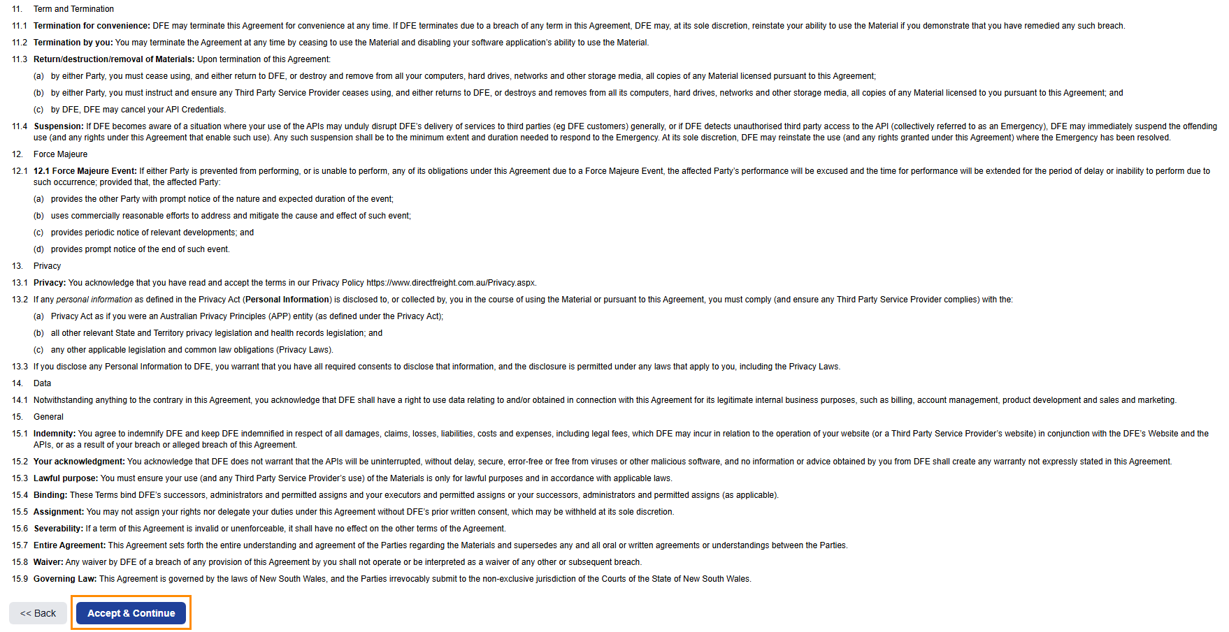 Developer Centre page from Australia Post - API tab