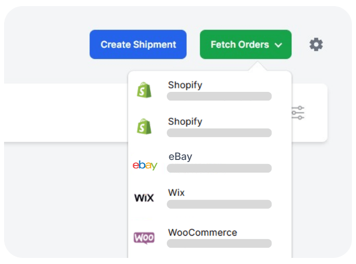 Fetch orders buttons with several ecommerce platforms