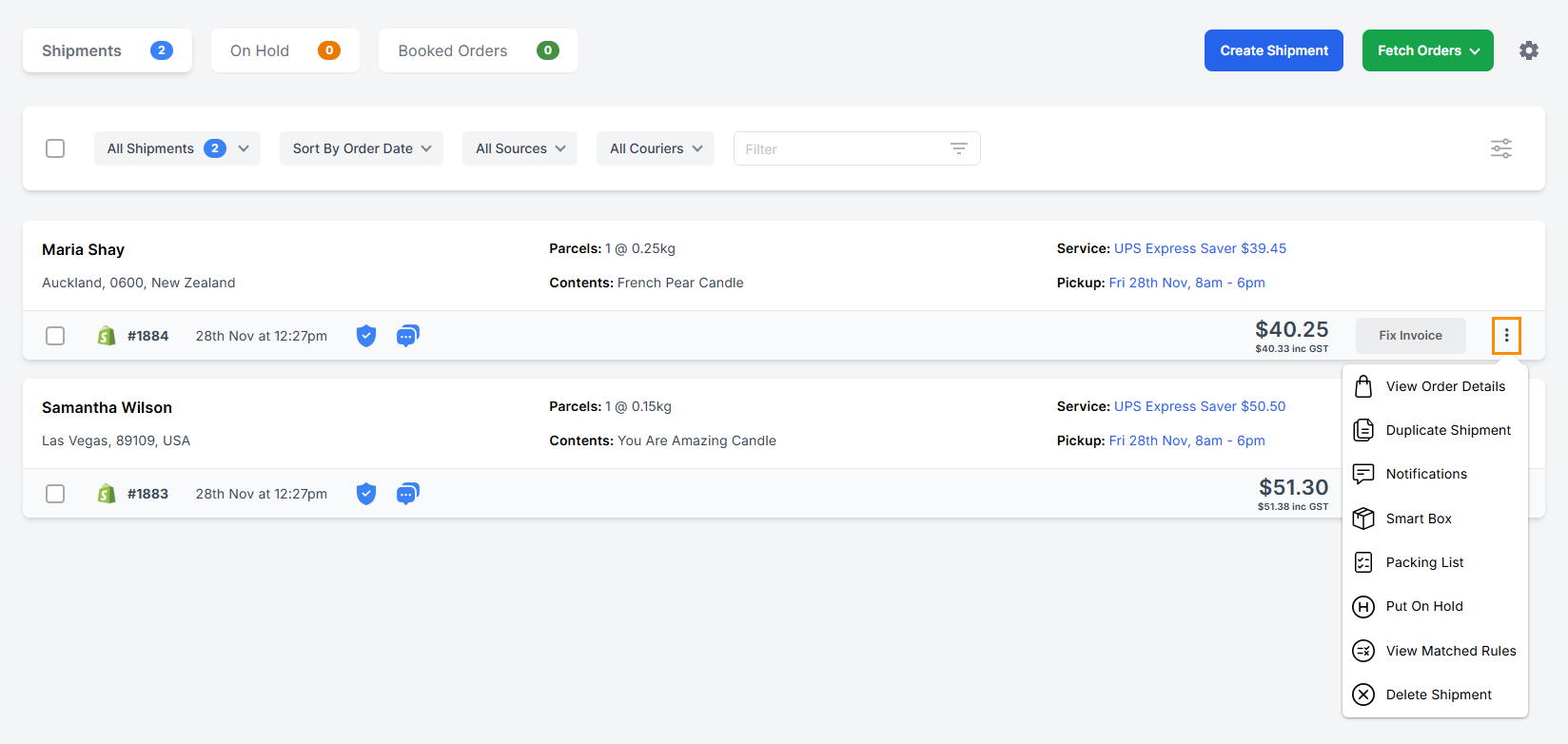 shipping manager with three orders