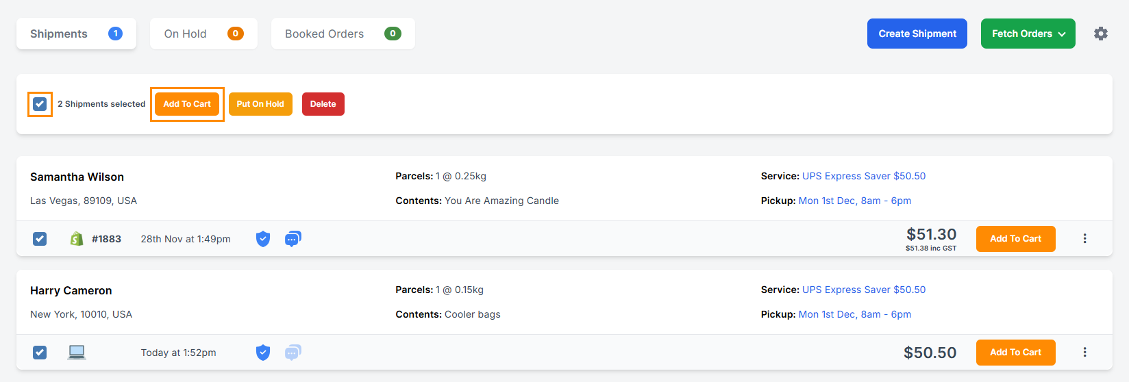 shipping manager with three orders