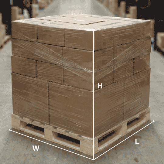 Pallet with measurements