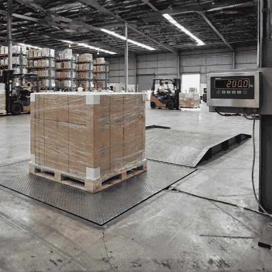 Pallet on a warehouse scale