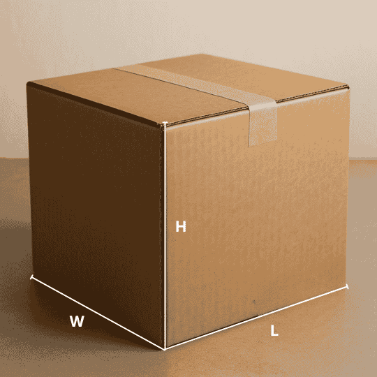 shipping box being measured