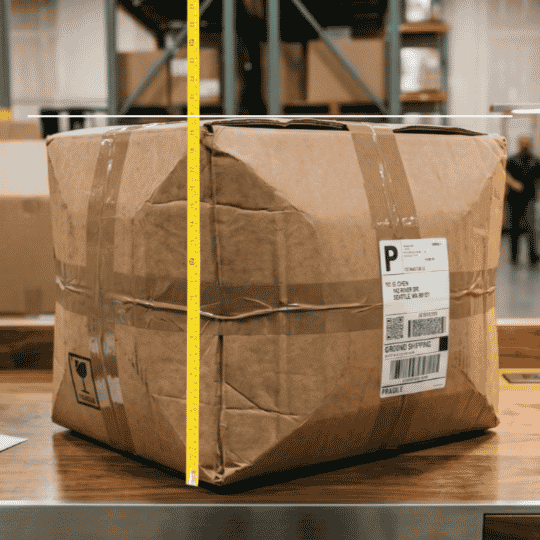 Longest point of a box being measured