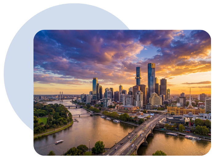 Melbourne city skyline highlighting our fast delivery network