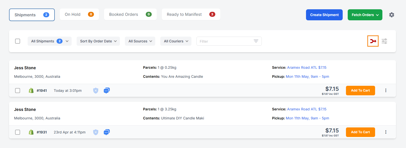 Import from CSV page
