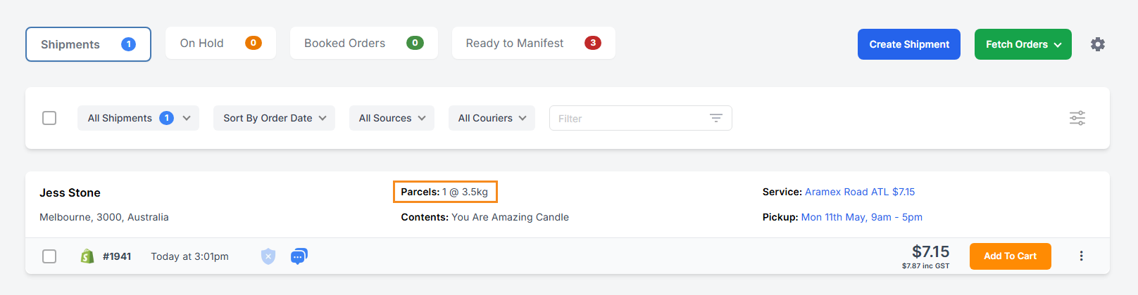 Import from CSV page