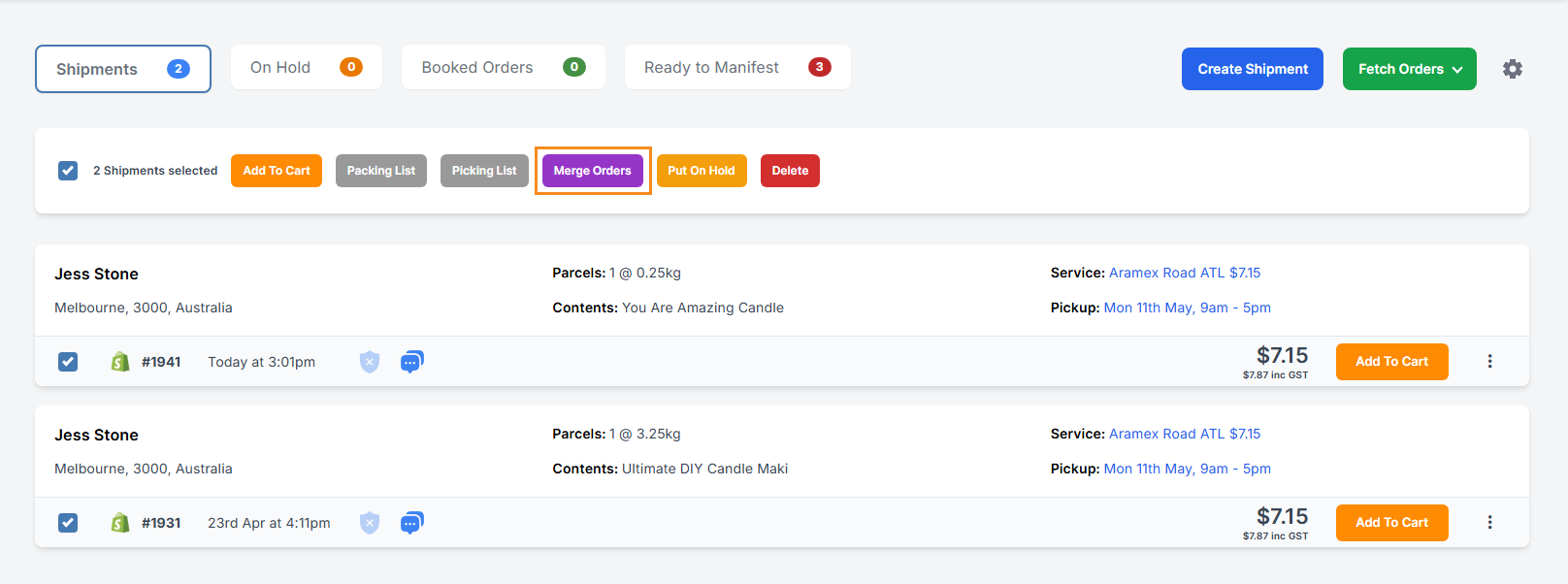 Import from CSV page