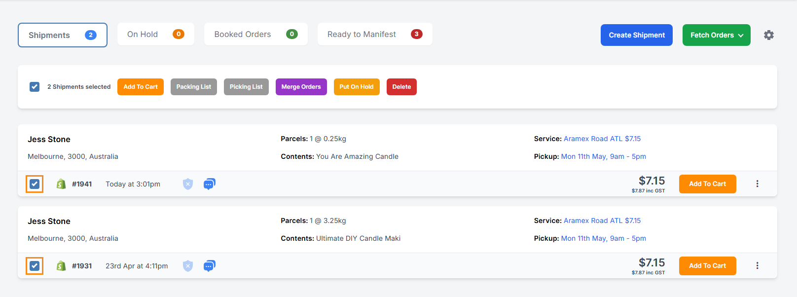 Import from CSV page