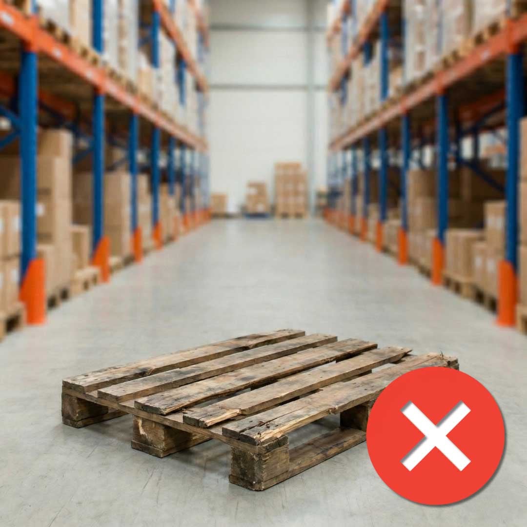 Pallet with broken boards