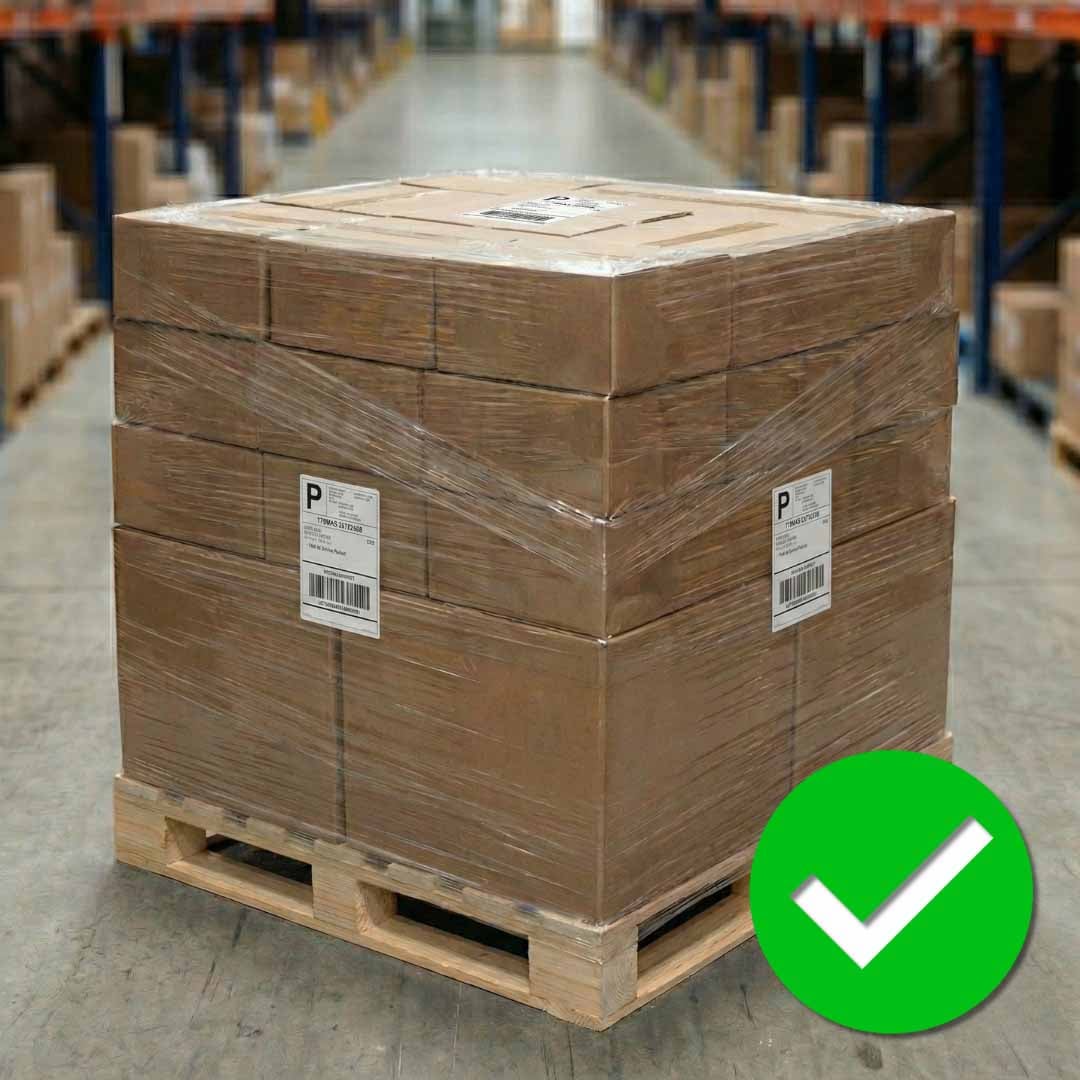 Labels on all the sides of the pallet