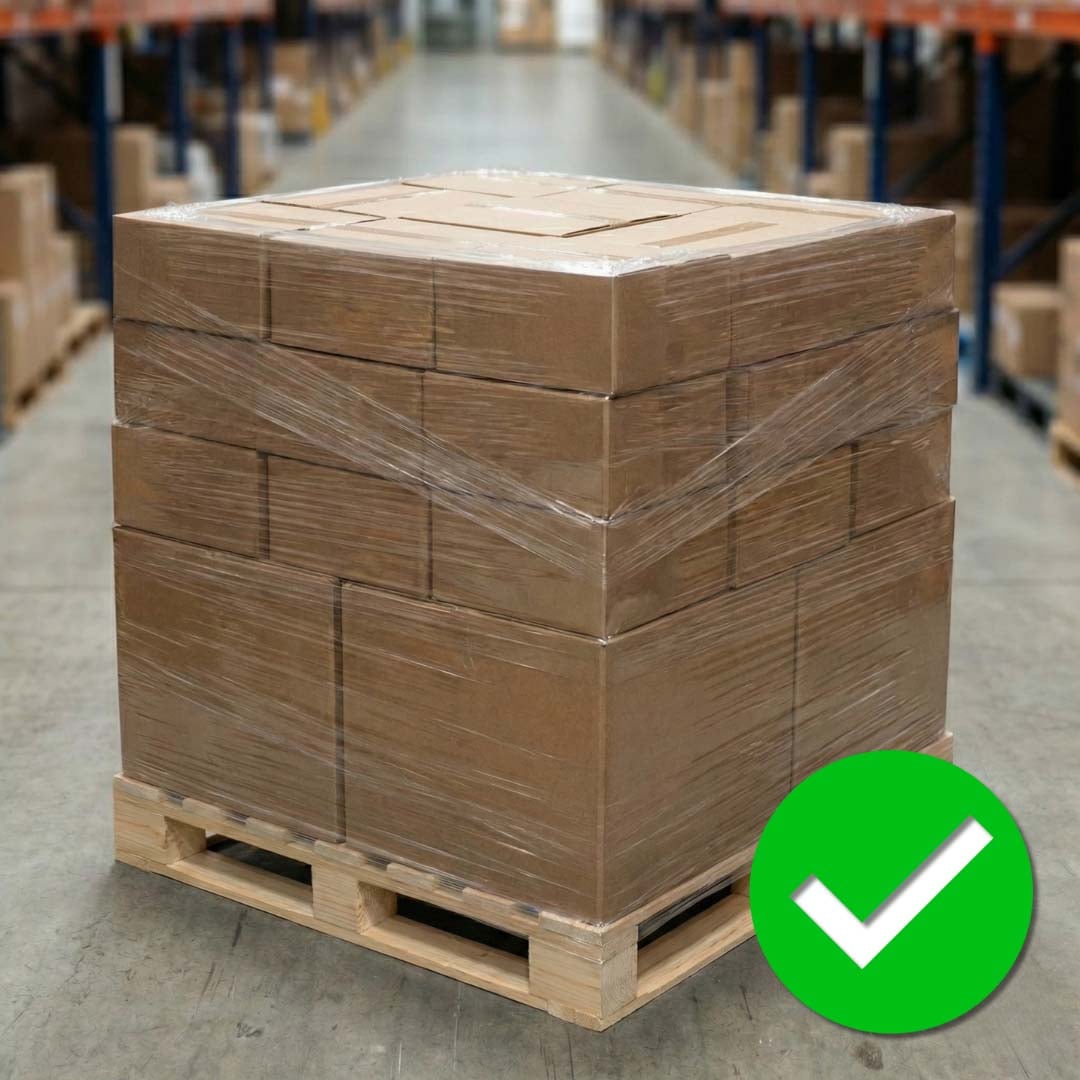 pallet with big boxes on the bottom and small on the top