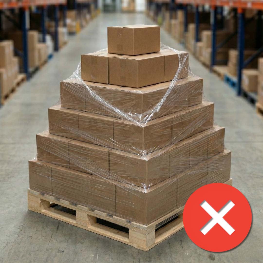 pallet with a pyramid of boxes