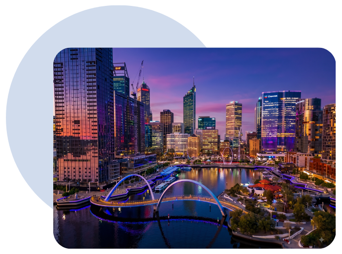 Perth city skyline for our same day delivery service