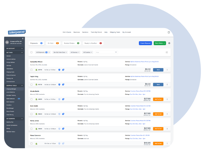 woman sticking a label on a box with computer next to her