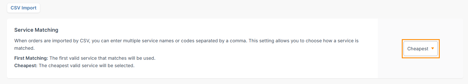 shipping tools settings page
