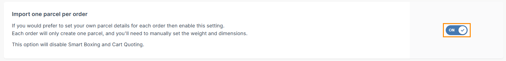 shipping tools settings page