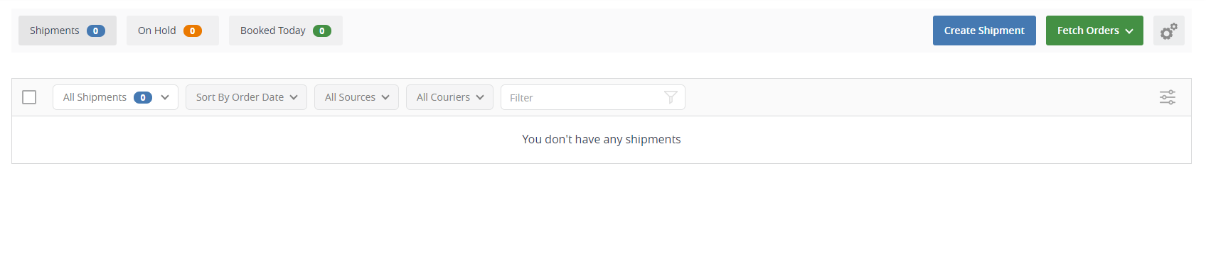 Shipping Manager without orders