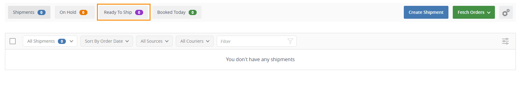 Shipping Manager without orders