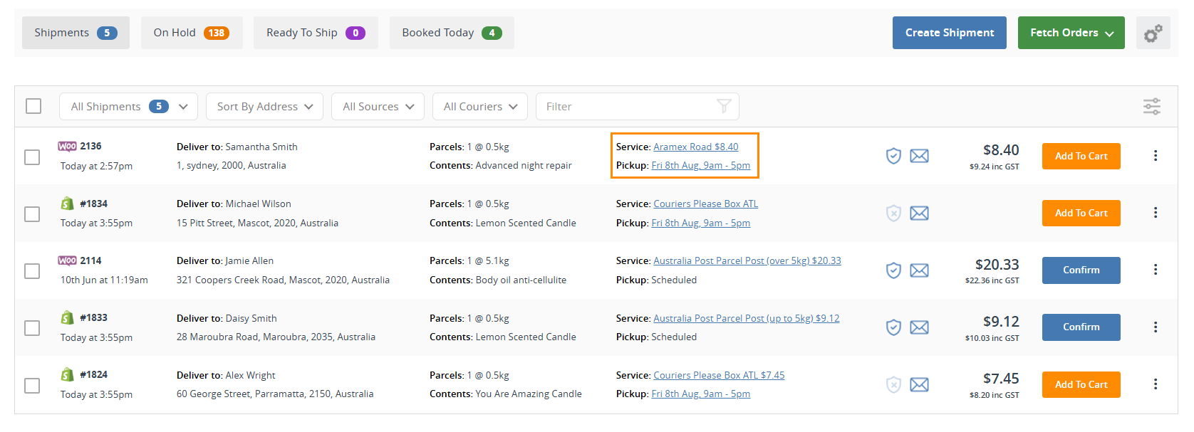 shipping manager with three orders