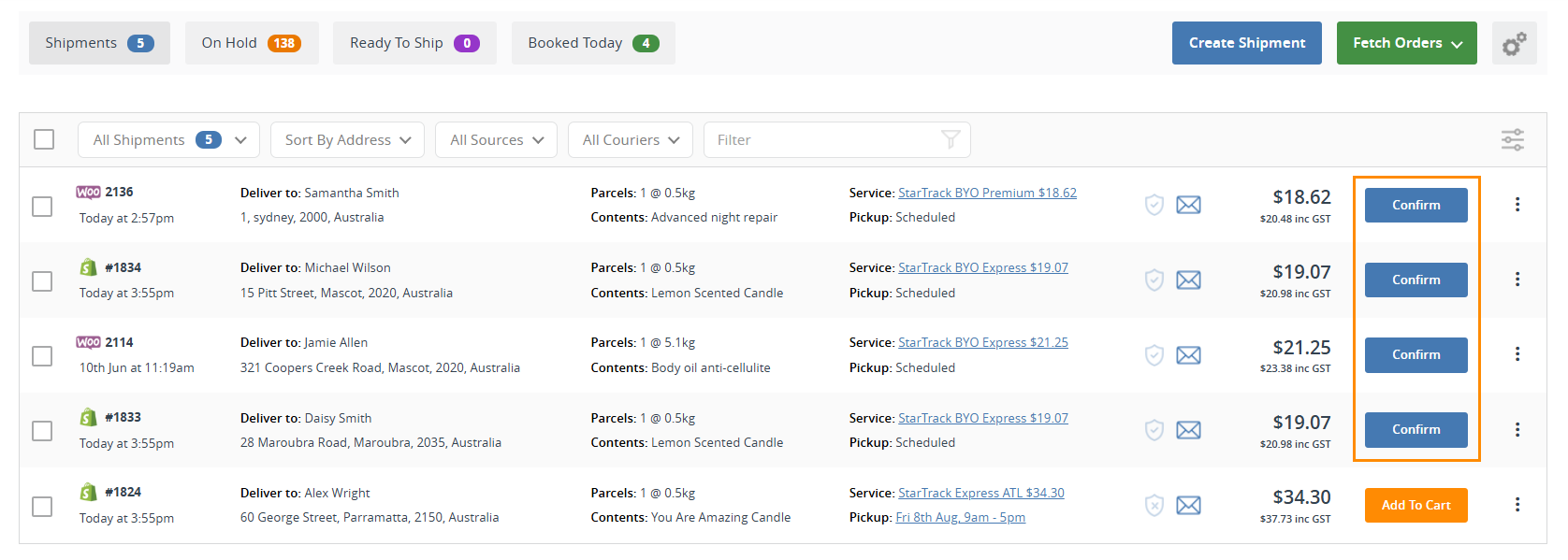 shipping manager with three orders