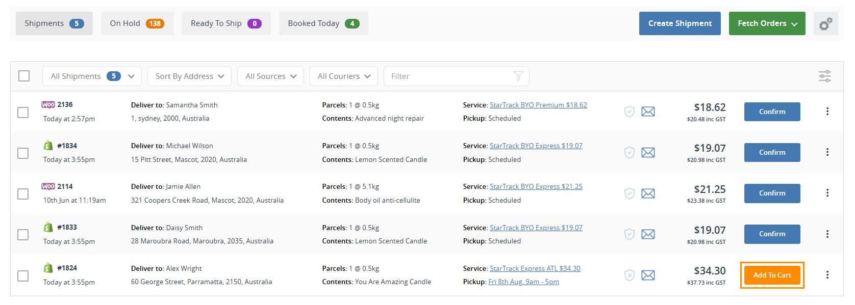 shipping manager with three orders