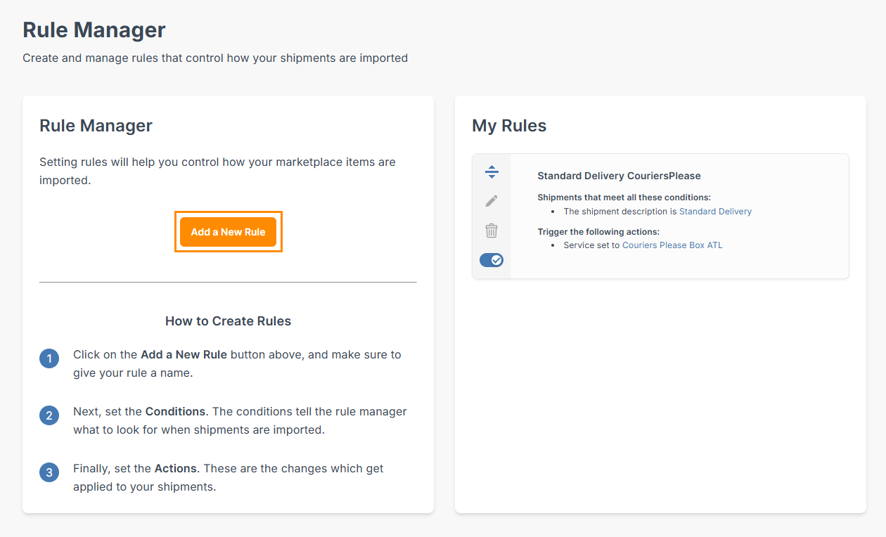 Import from CSV page