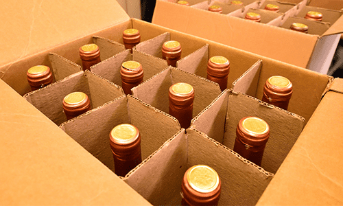 Bottles in cardboard box
