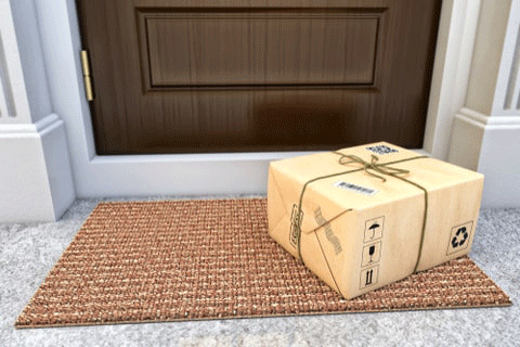 A parcel on a doorstep