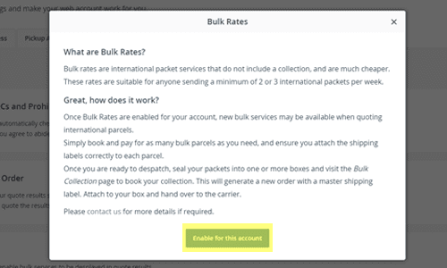 Bulk Rates Message