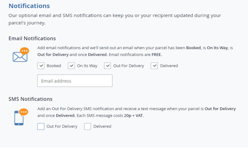 Interparcel's shipping notifications