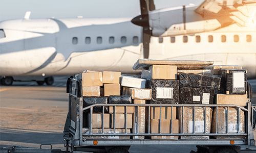 Loading plane for international delivery
