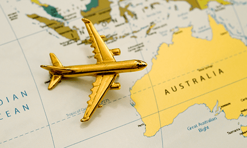 Plane travelling to Australia