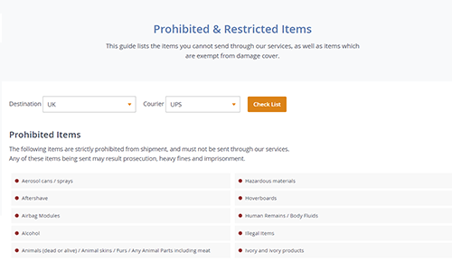 Restricted items